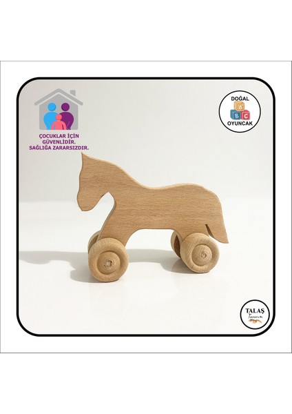 Doğal Ahşap At Arabası ve Akrilik Boya Seti, Kahverengi fırsatları