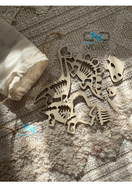 Ahşap Dinozor Seti, Montessori Puzzle, Lazer Kesim, Eğitici ve Keyifli Oyun fiyatları