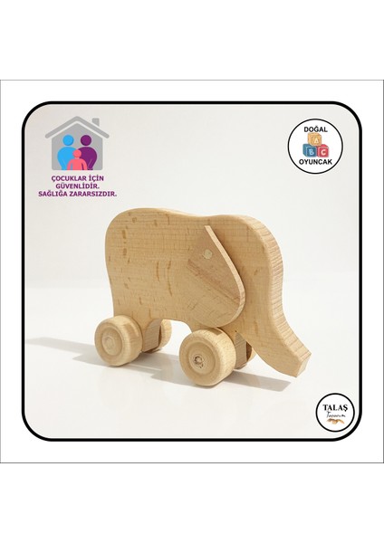 Doğal Ahşap Fil Oyuncak, Ahşap Araba ve Akrilik Boya Seti, Kahverengi modelleri