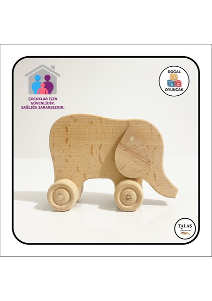 Doğal Ahşap Fil Oyuncak, Ahşap Araba ve Akrilik Boya Seti, Kahverengi fırsatları