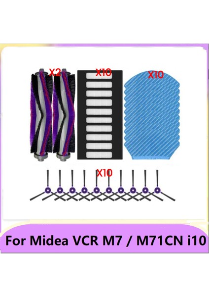 Mıdea Vcr M7 / M71CN / I10 Robot Vakum Parçaları Için 32PCS Ana Roller Yan Fırça Hepa Filtre Mop Kumaş Aksesuarları (Yurt Dışından)