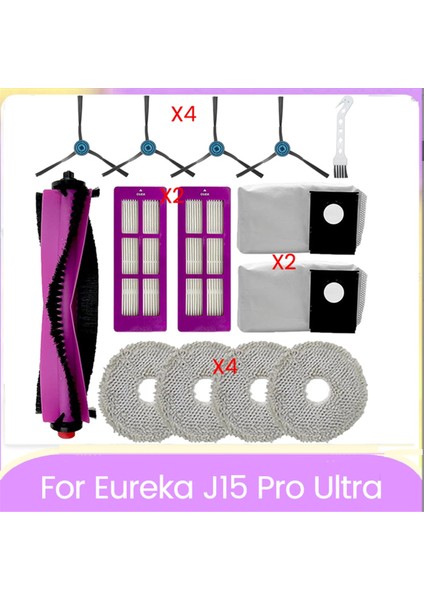 14PCS Ana Yan Fırça Filtresi Paspas Bez Toz Torbası Eureka J15 Pro Ultra Robot Vakum Süpürge Aksesuarları (Yurt Dışından)