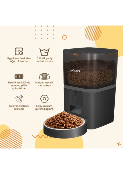 QQ003 Akıllı Kedi/köpek Otomatik Mama Kabı, App-Wifi ile Uzaktan Kontrol, Öğün Planlama,porsiyon Belirleme,6lt Hazne, Metal Kase Haustier Türkiye Garantili fiyatları