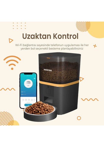 QQ003 Akıllı Kedi/köpek Otomatik Mama Kabı, App-Wifi ile Uzaktan Kontrol, Öğün Planlama,porsiyon Belirleme,6lt Hazne, Metal Kase Haustier Türkiye Garantili