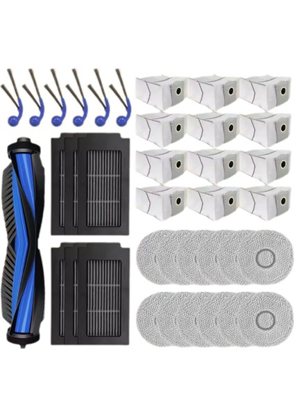 Ecovacs Deebot T30C OMNI/T30C Pro Omni Yedek Parçalar Ana Yan Fırça Filtresi Toz Torbası Paspas Bezi (Yurt Dışından)