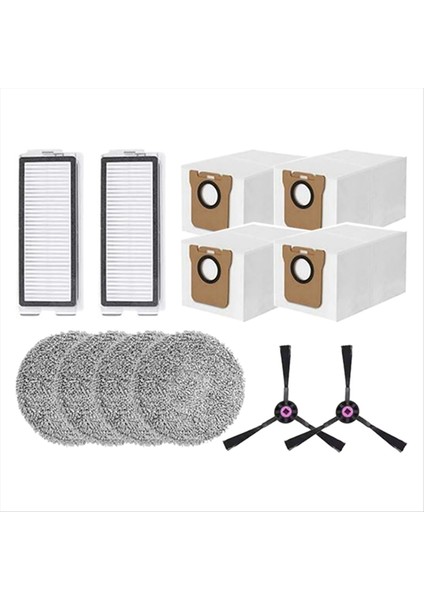 12 Adet Jonr P20 Pro/jonr T5 Pro Robotlu Süpürge Yedek Parça Yan Fırça Filtre Paspas Bezi Toz Torbası (Yurt Dışından)