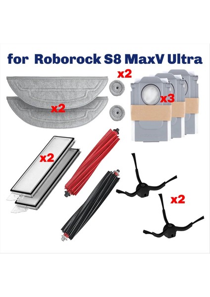 Roborock S8 Maxv Ultra Aksesuar Yıkanabilir Filtre Ana/yan Fırça Paspas Toz Torbası Robotlu Süpürge Parçaları (Yurt Dışından) fiyatları