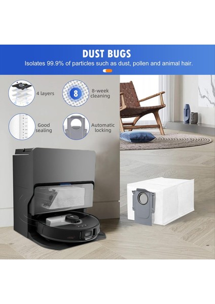 Roborock S8 Maxv Ultra Aksesuar Yıkanabilir Filtre Ana/yan Fırça Paspas Toz Torbası Robotlu Süpürge Parçaları (Yurt Dışından) modelleri