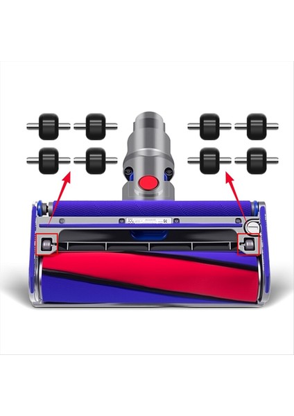 Yumuşak Silindir Parçaları Dyson V6 V7 V8 V10 V11 V15 Elektrikli Süpürge Yumuşak Silindir Kafası Değiştirme Küçük Tekerlekler Aksesuarları E (Yurt Dışından) fırsatları
