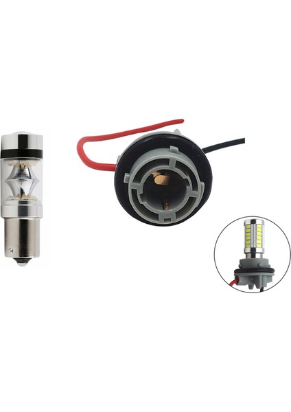 1x Süper Parlak 100W 2000LM 1156 LED Ters Araç Kafası Işık Sürüş Işığı Ma &amp 2pcs 1156 BAY15D Lamba Tutucu Ampuller P21/5W Adaptör Temel Soket Konnektörü Plastik (Yurt Dışından) fiyatları