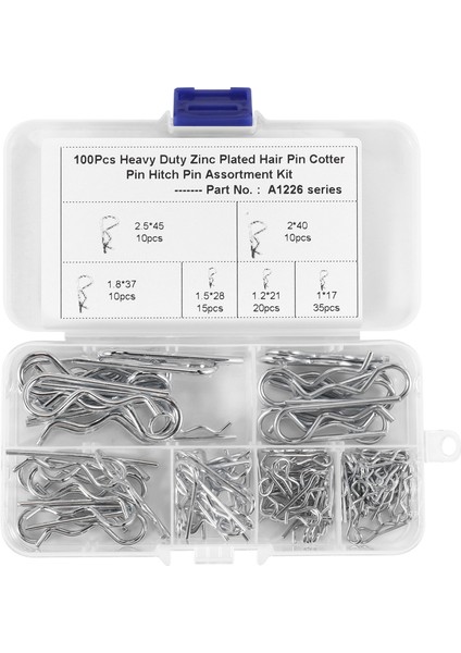 100PCS M1 M1 2 M1 5 M1 8 M2 M2 5 Çelik R Tipi Yay Cotter Pim Dalgası Şekli Bölünmüş Klip (Yurt Dışından)