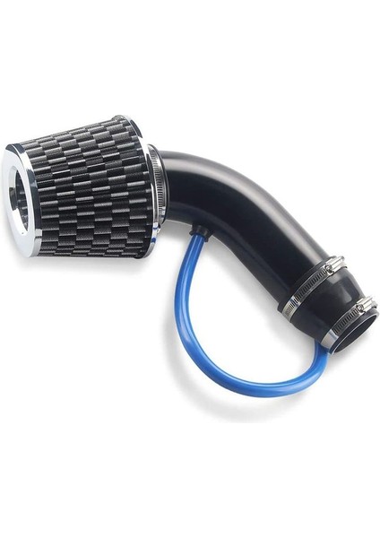 Evrensel Araba Yarışı Serin Hava Emme Kiti 3inch Boru Alüminyum Otomotiv Filtre Indüksiyonu Düşük Hortum ve Kelepçe Kitleri Siyah (Yurt Dışından)