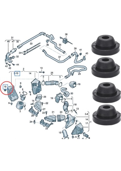 4pc Hava Filtresi Tampon Kauçuk Kapak Montajı 036129689B Beetle Için 2002-2016 Audi A3 A6 2005-2011 Skoda Için Golf Passat Için (Yurt Dışından) fiyatları