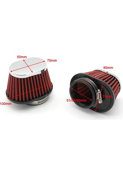 2pcs Evrensel Yuvarlak Konik Araba Motosiklet Hava Filtresi 51MM 2 Inç Emme Filtre-Kırmızı (Yurt Dışından) modelleri