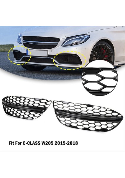 Parlak Siyah Araba Ön Sis Lambası Kapağı Mercedes Benz C-Serisi W205 2015-2018 (Yurt Dışından) modelleri