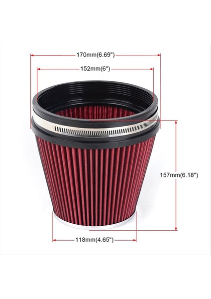 Araba Evrensel 6 Inç Yüksek Akışlı Giriş Hava Filtresi Araç Motoru Hava Girişi 152MM Tarzı Araba Değiştirilmiş Filtre Parçaları C (Yurt Dışından) modelleri