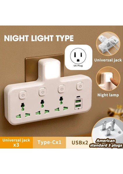 Çok Çıkışlı Elektrik Şeridi Duvar Soketi Evrensel Ağ Filtresi USB Şarj Cihazı Ayrı Anahtar Adaptörü Işık Us Fiş (Yurt Dışından) fiyatları