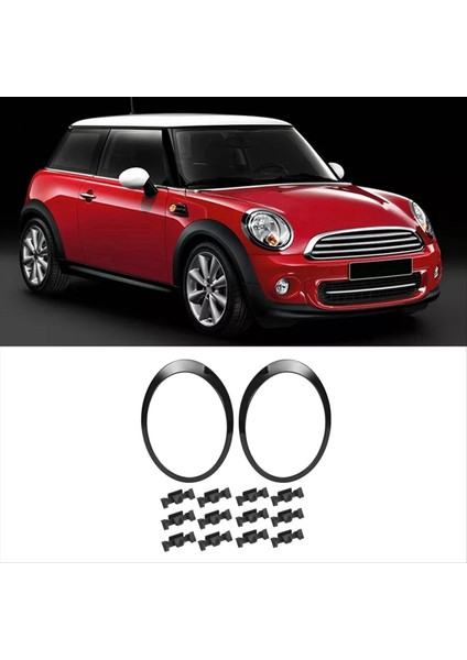 Siyah Far Trims Halka Çerçeveleri Mini Cooper Için Kapak Çifti R55 R56 2007-2015 51137149905 51137149906 51132752145 (Yurt Dışından)