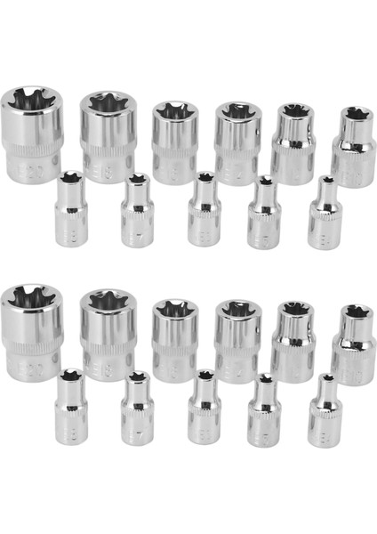 22PC Dişi E Torx Yıldız Soketi Seti Rail E4 - E20 Harici Yıldız Tork Soketi Seti (Yurt Dışından)