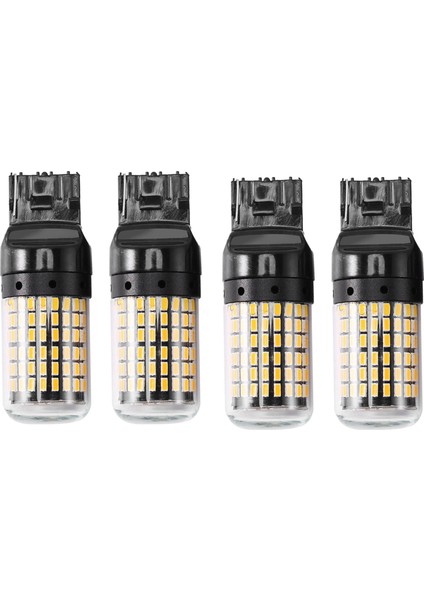 4pcs Süper Parlak Kanbus T20 7440 W21W WY21W 144-SMD Ters Işık Dönüşü Sinyal Ampulleri Siyah Kabuk (Sarı Işık) (Yurt Dışından)