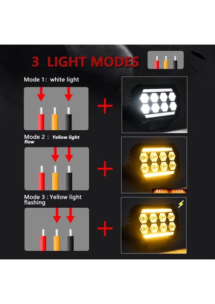 4 5 Inç LED Iş Işığı Drl Gündüz Çalışan Işık Spotları Off-Road Işıkları Sarı+Kamyonlar Için Beyaz Işık Utv Atv Araba (Yurt Dışından)