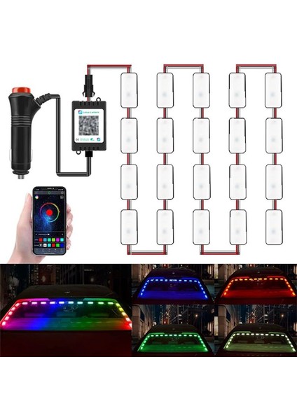 Rgb Flama Araba Ön Cam LED Iç Ortam Işığı Müzik Ritim Flaş Neon Otomatik Arka Cam Atmosfer Lambası (Yurt Dışından) fiyatları