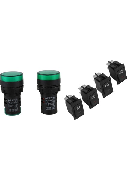 2 Pcs AC220V Yeşil LED Güç Göstergesi Pilot Sinyal Işığı 4 Pcs 12V 35A Araba Kamyon Teknesi Sis Işık Rocker Anahtarı (Yurt Dışından)