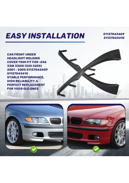 Far Kalıp Kapağı Altında Araba Ön -Bmw E46 330I 330XI 325I 325XI 2001 - 2005 51137043409 51137043410 (Yurt Dışından) modelleri