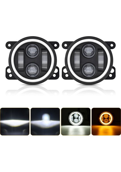 4 Inç Araba Sisli 20000LM 200W Jeep Wrangler Için /düşük Işın Su Geçirmez Jk Dodge Yolculuk Magnum - Beyaz+Sarı (Yurt Dışından) fırsatları