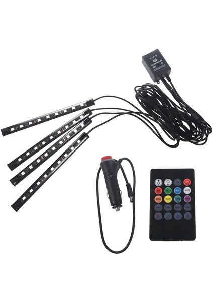 4x 36 LED Araba Suv Iç Dekor Neon Atmosfer Işık Şeridi Müzik Kontrol Renk (Yurt Dışından)