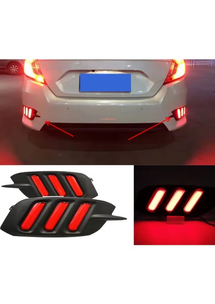 Araba LED Arka Tampon Kuyruk Lambası Lambaları Honda Civic Için Drl Reflektör Lambası 2016-2018 (Yurt Dışından) modelleri