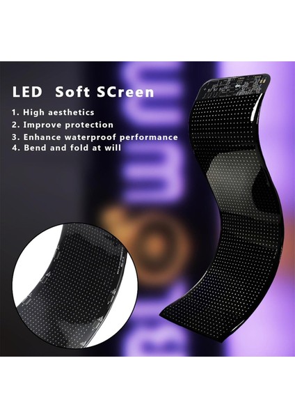 Kamyon LED Gözler Hafif Renkli Göz Lambası Yumuşak Ekran Araç Pencereleri Programlanabilir Esnek LED Ekran Uygulaması Uzaktan A (Yurt Dışından)