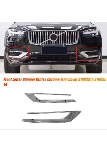 1paır Araç Ön Alt Tampon Krom Trim Şerit Kapağı 31663515 31663514 Volvo XC90 2019-2022 31663539 31663540 (Yurt Dışından) modelleri