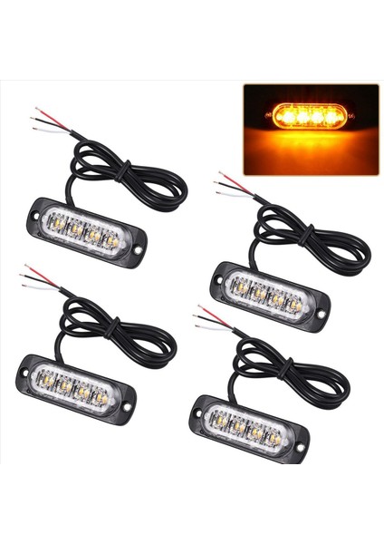 12PCS 4 LED Amber Recovery Flaş Işıkları 12V 24V Turuncu Izgara Arızası Yanıp Sönüyor (Yurt Dışından) fiyatları