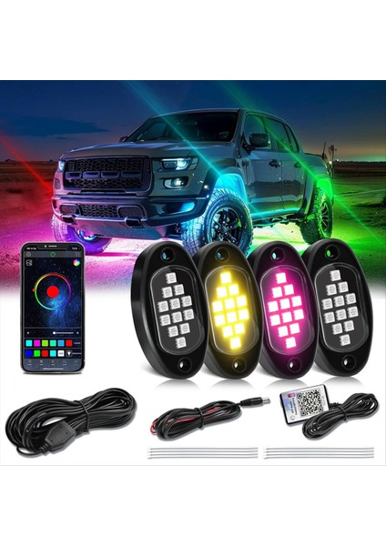Rgb LED Kaya Işıkları Atv Utv Suv B Için App Control ile Çok Çalep Kontrolü ile Çok Fonksiyonlu Neon Undergow Su Geçirmez Işık B (Yurt Dışından) indirimleri