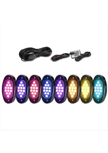 Rgb LED Kaya Işıkları Atv Utv Suv Için Uygulama Kontrolü Çok Molorlu Işıkları ile Çok Fonksiyonlu Neon Undergow Su Geçirmez Işık A (Yurt Dışından)