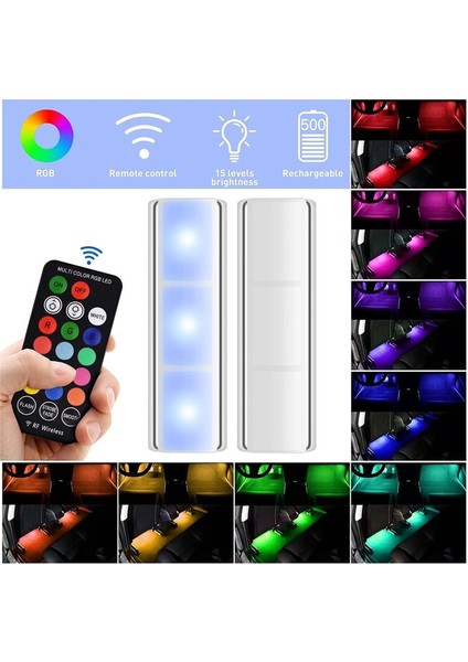 Araba Iç Işık Rgb LED Işık Kablosuz Uzaktan Araç Dekoratif Lamba Otomatik Ortam Işık Lambası Şarj Ayak Işığı (Yurt Dışından) fiyatları