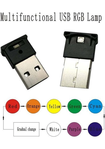 2pcs Universal Mini USB LED Araba Işık Otomatik Iç Atmosfer Hafif Renkli Dekoratif Lamba Araç Aksesuarları (Yurt Dışından) fiyatları