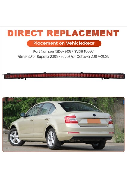 Skoda Octavia Için Superb Araba Montajlı Fren Işık Kuyruk Işığı 1ZD945097 3VD945097 (Yurt Dışından) modelleri