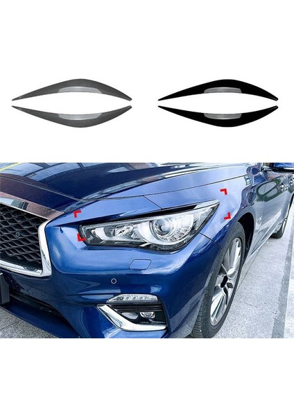 Araba Parlak Siyah Ön Far Kapağı Garnitür Strip Kaş Kapağı Döşeme Etiketi Infiniti Q50 2014-2023 (Yurt Dışından) indirimleri