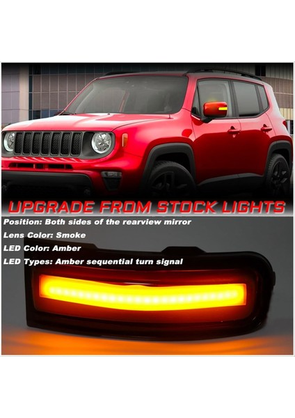 Jeep Renegade 2015-2022 Dönüş Sinyal Göstergesi Için Füme Lens Sıralı Amber LED Yan Ayna Işaretçisi Işıkları (Yurt Dışından) fırsatları