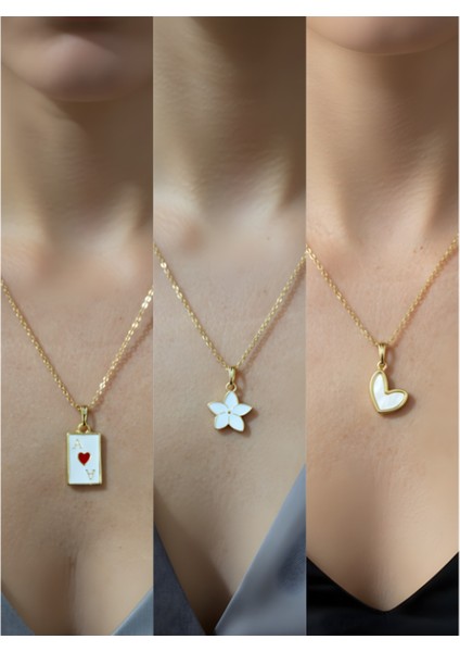 Üçlü Kombin Altın Kaplama Sembol Kolye Seti