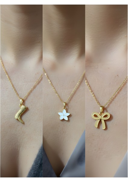 Üçlü Kombin Altın Kaplama Sembol Kolye Seti