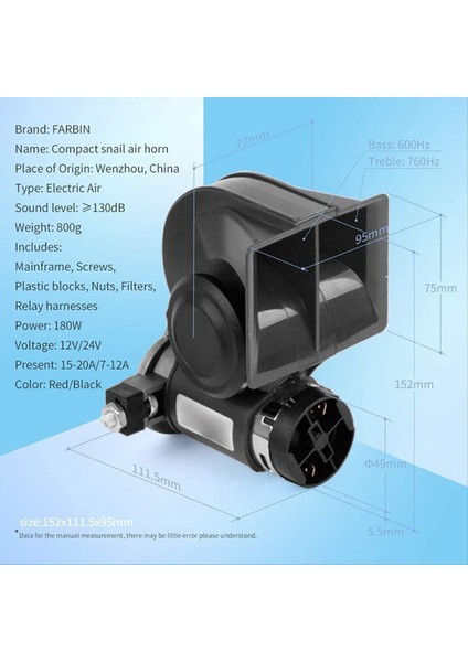 Röle Teli Kablo Demeti ile Salyangoz Hava Boynuzu 12V 150DB Süper Yüksek Sesli Kamyon Motosikleti Için Iki Tonlu Araba Korsası (Yurt Dışından) fırsatları