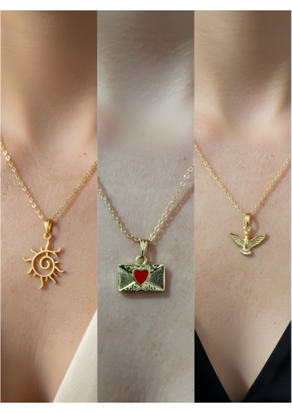 Üçlü Kombin Altın Kaplama Sembol Kolye Seti
