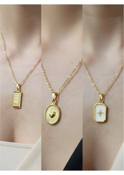 Üçlü Kombin Altın Kaplama Sembol Kolye Seti