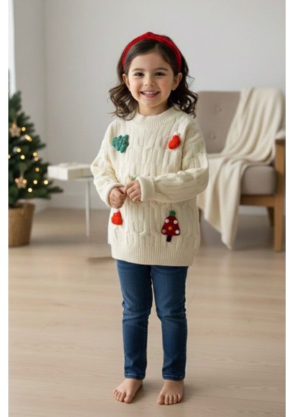 Yılbaşı Konsepli Taytlı Triko Unisex çocuk takım - Krem fiyatları