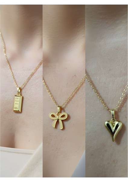 Üçlü Kombin Altın Kaplama Sembol Kolye Seti
