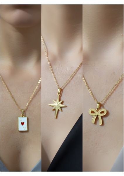 Üçlü Kombin Altın Kaplama Sembol Kolye Seti