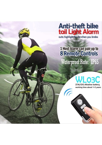 Bisiklet Burglar Arka Lamba Su Geçirmez Akıllı Otomatik Fren Algılama Tail Lambası Uzaktan Kontrol USB Ücret Bisiklet Arka Işık B (Yurt Dışından) modelleri